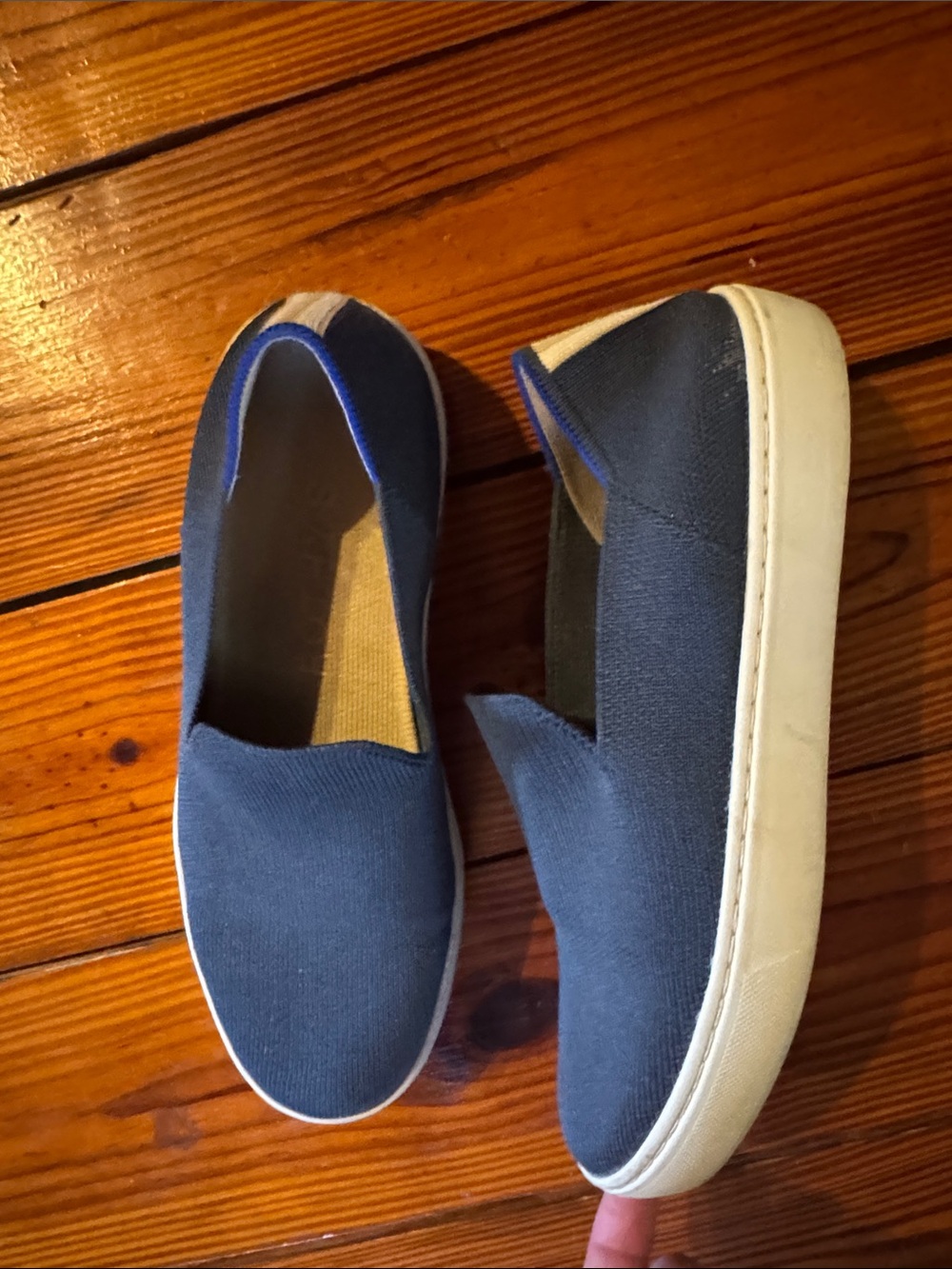 Rothy's Slip-On Loafers in Navy Blue with White Sole